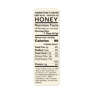 Ivory Honey Nutrition Facts Return Address Label