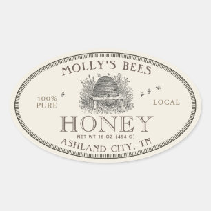 Ivory Honey  Skep Label with border