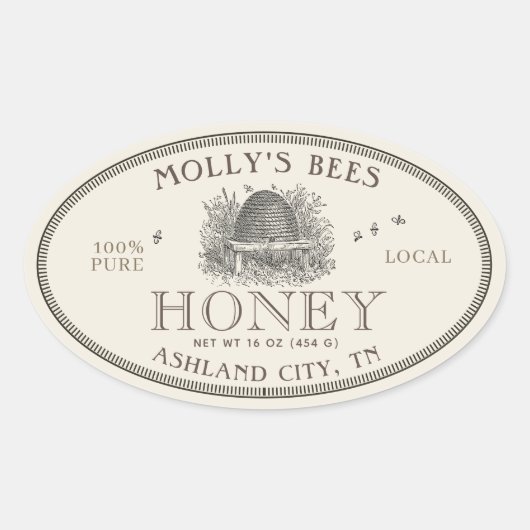 Ivory Honey Skep Label with border (Voorkant)