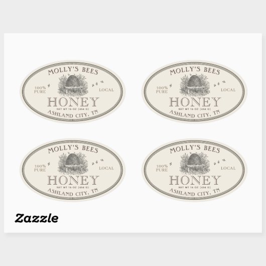 Ivory Honey Skep Label with border (Vel)