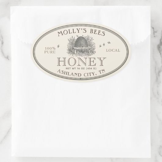 Ivory Honey Skep Label with border (Tas)