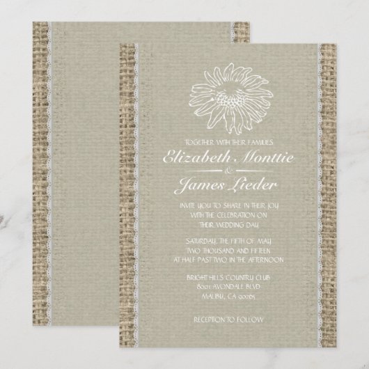 Ivory  huwelijksuitnodigingen kaart (Voorkant / Achterkant)