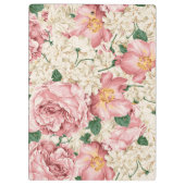 Ivory Hydrangeas and Pink Garden Roses Floral Klembord (Achterkant)