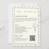 Ivory Illustration Doodle Minimalist QR Wedding Kaart (Achterkant)