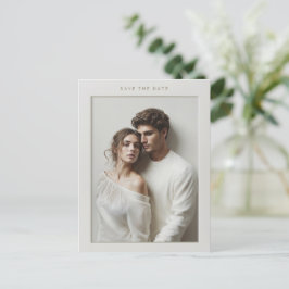 Ivory ingelijste foto Sla de datum op Briefkaart