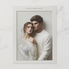 Ivory ingelijste foto Sla de datum op Briefkaart