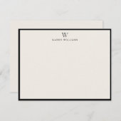 ivory Initial Bold Black Border note card Kaart (Voorkant / Achterkant)