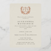 Ivory JD Law Scales+Laurel Wreath Graduparty Folie Uitnodiging (Voorkant)