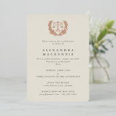 Ivory JD Law Scales+Laurel Wreath Graduparty Folie Uitnodiging (Staand Voorkant)