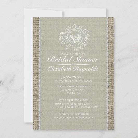 Ivory Lace Bridal Shower Invitations Kaart (Voorkant)