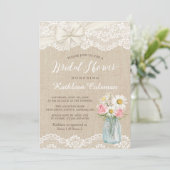 Ivory Lace Burlap Mason Jar Floral Vrijgezellenfee Kaart (Staand voorkant)