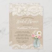 Ivory Lace Burlap Mason Jar Floral Vrijgezellenfee Kaart (Voorkant / Achterkant)