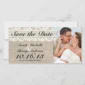 Ivory Lace & Burlap Save the Date - Ivory (Voorkant)
