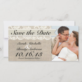 Ivory Lace & Burlap  Save the Date - Ivory