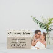 Ivory Lace & Burlap Save the Date - Ivory (Staand voorkant)