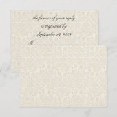 Ivory Lace Damask RSVP Note Card (Voorkant / Achterkant)