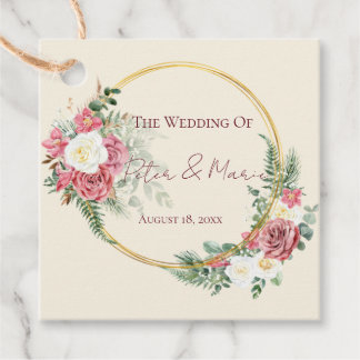 Ivory Lace Elegant Floral Personalized Wedding Fav Bedankjes Labels