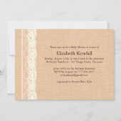 Ivory Lace en Burlap Baby shower Invitation Kaart (Voorkant)