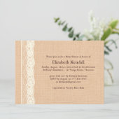 Ivory Lace en Burlap Baby shower Invitation Kaart (Staand voorkant)