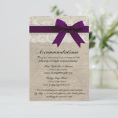 Ivory Lace en Burlap Watch Plum Accommododatie Car Informatiekaartje (Staand voorkant)