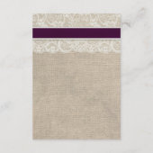 Ivory Lace en Burlap Watch Plum Accommododatie Car Informatiekaartje (Achterkant)