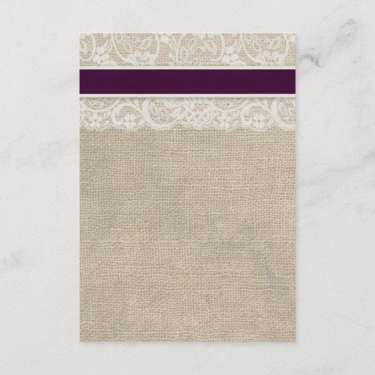 Ivory Lace en Burlap Watch Plum Accommododatie Car Informatiekaartje (Achterkant)