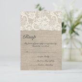 Ivory Lace en Burlap Wedding RSVP-kaart RSVP Kaartje (Staand voorkant)