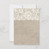 Ivory Lace en Burlap Wedding RSVP-kaart RSVP Kaartje (Achterkant)