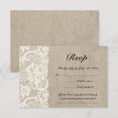Ivory Lace en Burlap Wedding RSVP-kaart RSVP Kaartje (Voorkant / Achterkant)