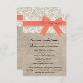 Ivory Lace en BurlapCoral-accommodatiekaart Informatiekaartje (Voorkant / Achterkant)