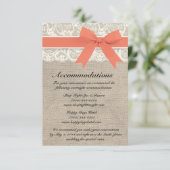 Ivory Lace en BurlapCoral-accommodatiekaart Informatiekaartje (Staand voorkant)