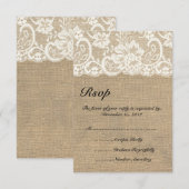 Ivory Lace en Warm Burlap Wedding RSVP-kaart RSVP Kaartje (Voorkant / Achterkant)