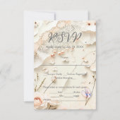 Ivory Lace Heart Floral Romantic Spring Wedding RSVP Kaartje (Voorkant)