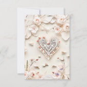 Ivory Lace Heart Floral Romantic Spring Wedding RSVP Kaartje (Achterkant)