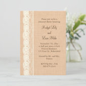 Ivory Lace & Light Burlap Rehearsal Dinner Kaart (Staand voorkant)