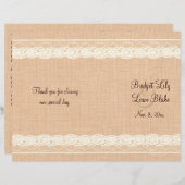 Ivory Lace & Light Burlap Wedding Programme (Voorkant / Achterkant)
