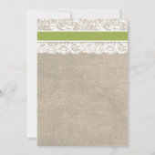 Ivory Lace look Rustic Burlap Invitation - Olive Kaart (Achterkant)