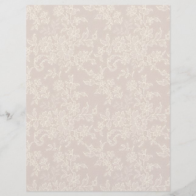 Ivory Lace over Mauve Arts & Craft Scrapbook Paper (Voorkant)
