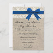 Ivory Lace Royal Blue Burlap Wedding Reception Kaart (Voorkant)