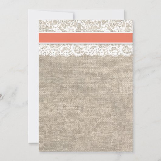 Ivory Lace Rustic Burlap Wedding Invitation - Kora Kaart (Achterkant)