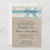 Ivory Lace Rustic Burlap Wedding Invite Glacier Kaart (Voorkant)