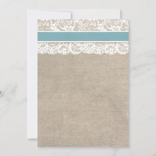 Ivory Lace Rustic Burlap Wedding Invite Glacier Kaart (Achterkant)