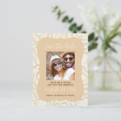 Ivory Lace Save the Date Briefkaart-Champagne Yell Briefkaart (Staand voorkant)