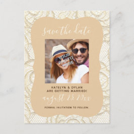 Ivory Lace Save the Date Briefkaart-Champagne Yell Briefkaart