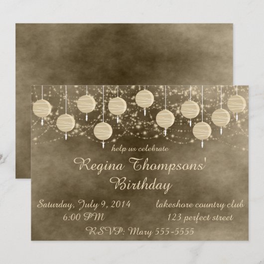 Ivory Lantaarns Verjaardagsuitnodiging Kaart (Voorkant / Achterkant)