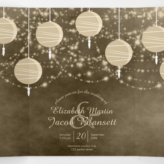 Ivory Lantern All-in-One Weddenschap Drieluik Uitnodiging (Binnenkant midden)