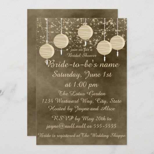 Ivory Lantern Bridal Shower Invitation Kaart (Voorkant / Achterkant)