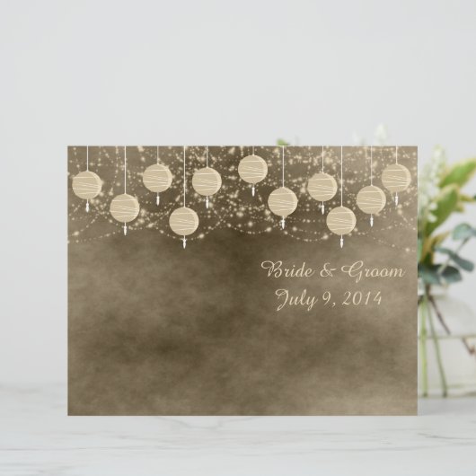 Ivory Lantern Folded Wedding Programme (Staand voorkant)