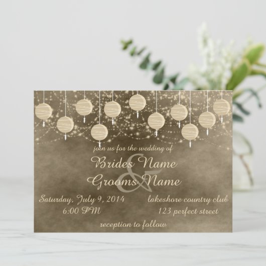 Ivory Lantern Wedding Kaart (Staand voorkant)