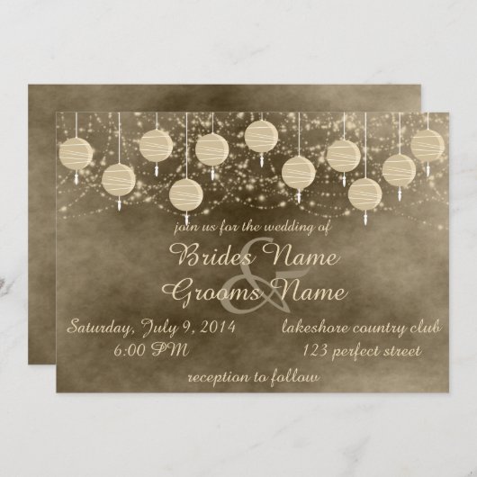 Ivory Lantern Wedding Kaart (Voorkant / Achterkant)